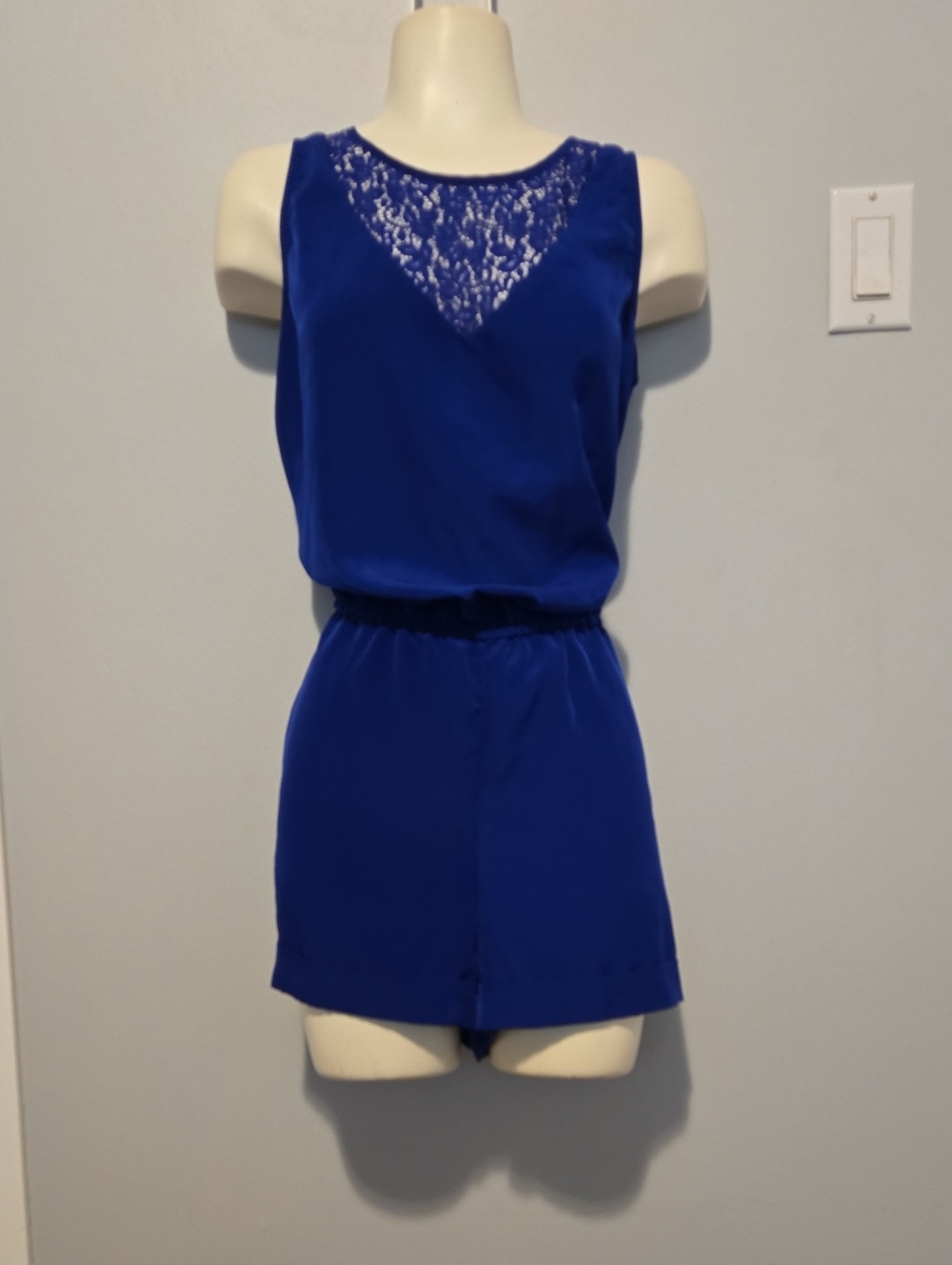 Jacob Royal Blue Sleeveless Lace Yoke Romper
